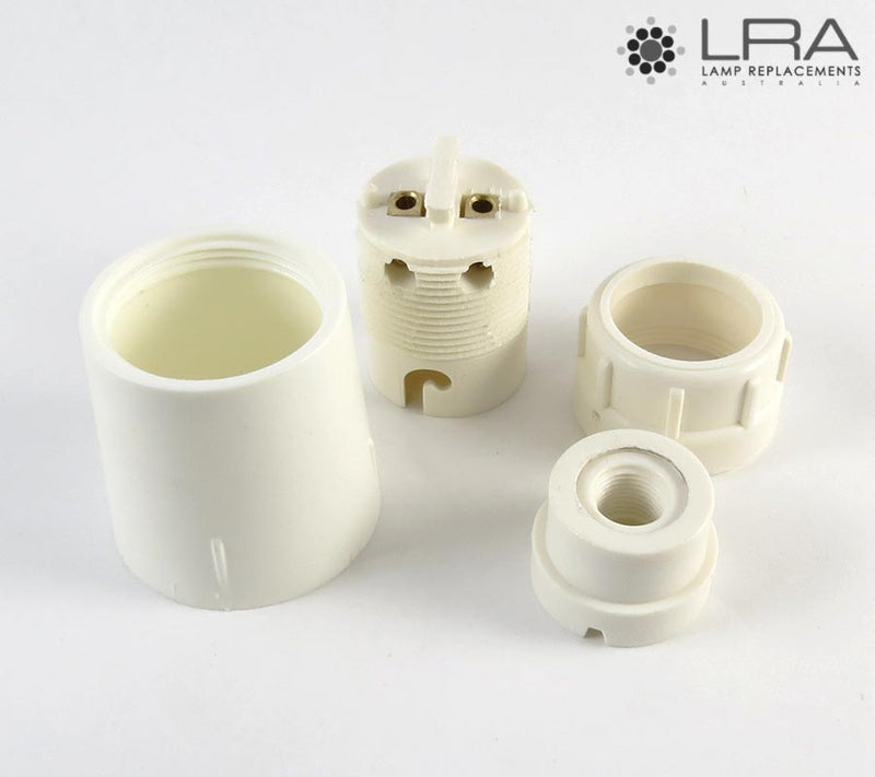 Lamp Holder B22 Bakelite White 10mm Entry-3