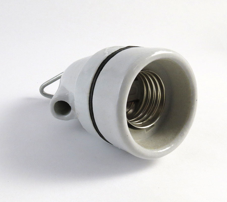 Lamp Holder E27 Porceilain with Wire Hanger-3