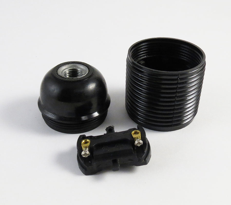 Lamp Holder E27 Bakelite Black Threaded-3