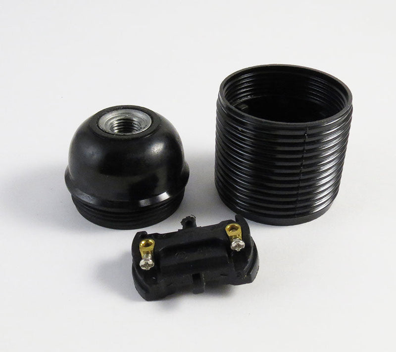 Lamp Holder E27 Bakelite Black Threaded-3