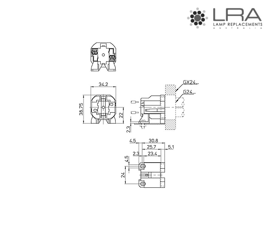AAG STUCCHI Lamp Holder CFL G24d2 423/V-D2-5