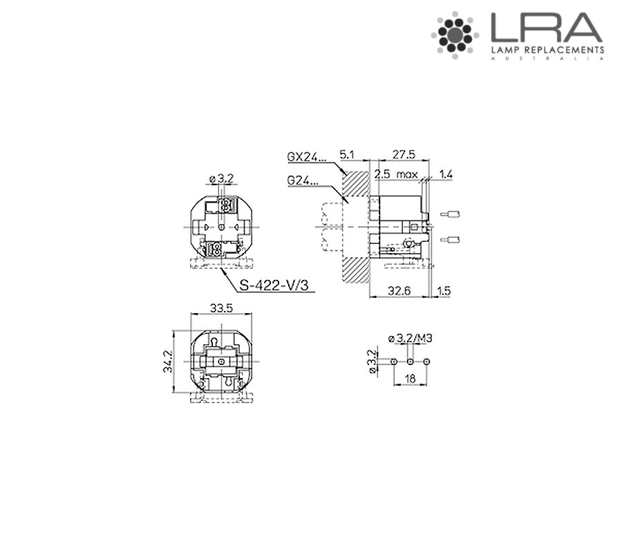 AAG STUCCHI Lamp Holder CFL G24d3 422/V-D3-5