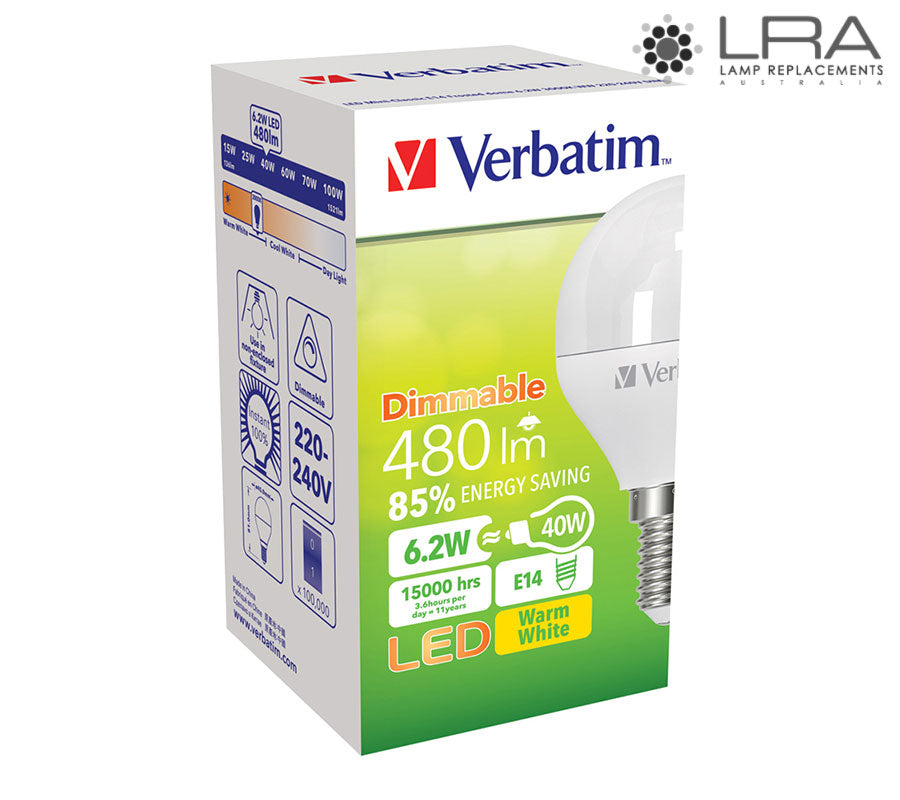 VERBATIM LED Fancy Round Frosted 6W 240V SES 3000K Dimmable-2