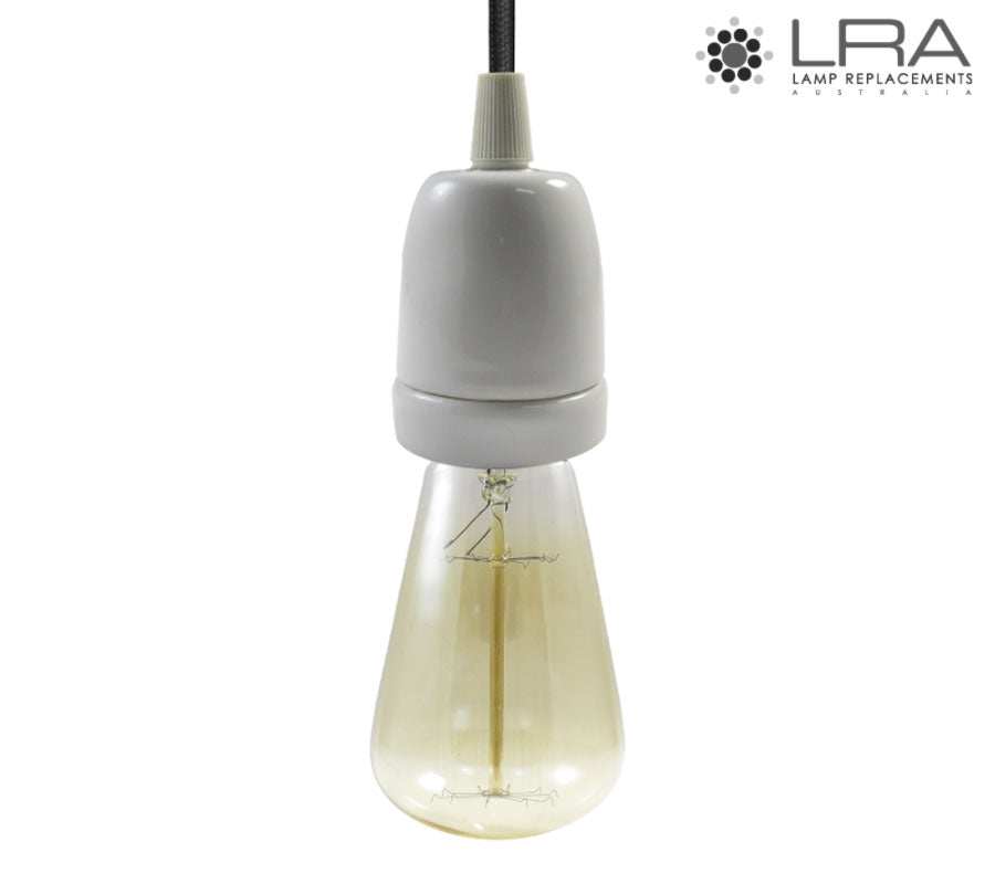 ENDURO Pendant Lamp Holder E27 White Ceramic-1