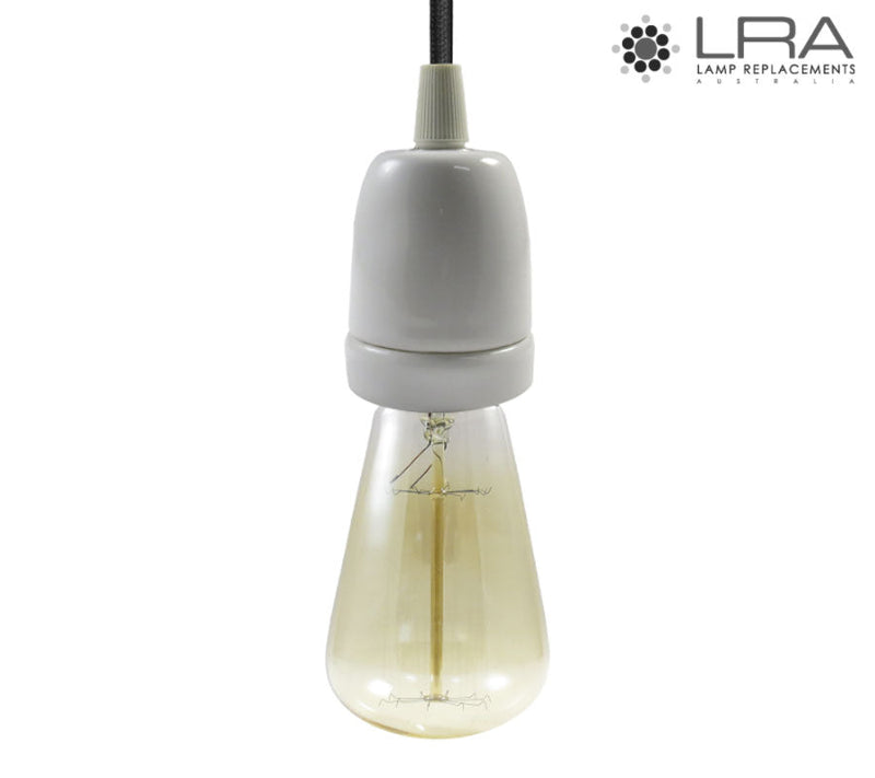 ENDURO Pendant Lamp Holder E27 White Ceramic-1