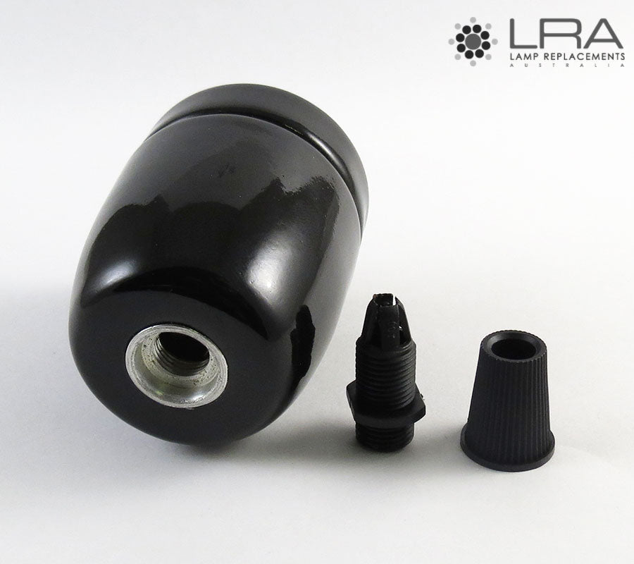 ENDURO Pendant Lamp Holder E27 Black Ceramic-4