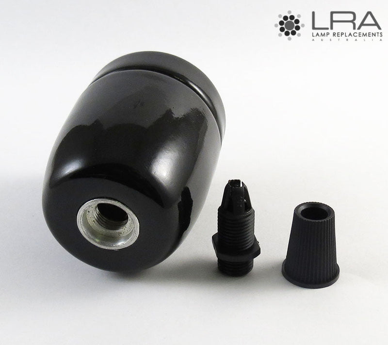 ENDURO Pendant Lamp Holder E27 Black Ceramic-4