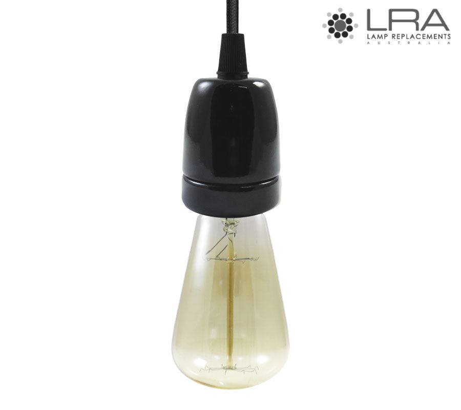 ENDURO Pendant Lamp Holder E27 Black Ceramic-1