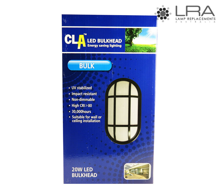 CLA LED Bulkhead with Cage Guard 20W 5000K Black-2
