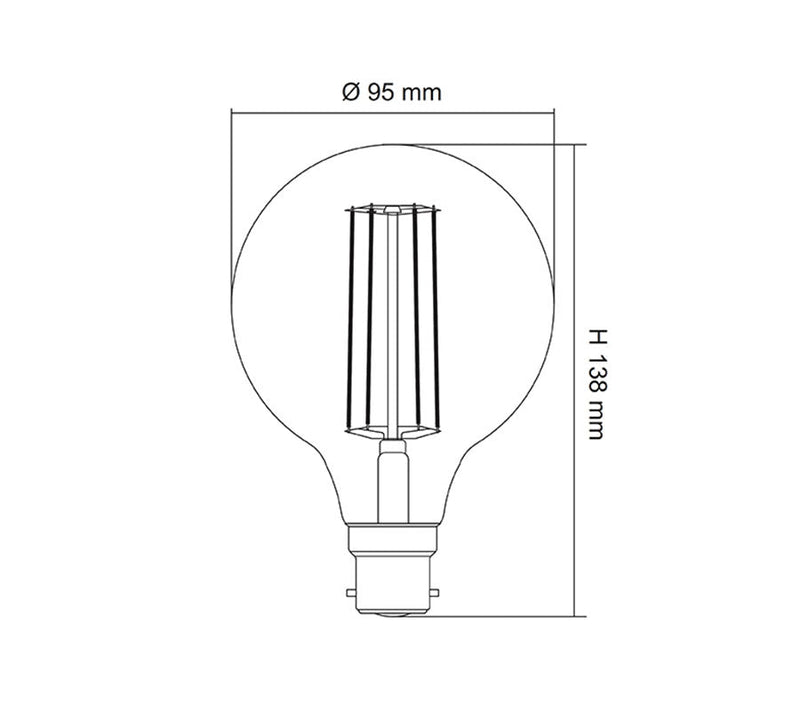 SUNNY LED Spherical G95 6W B22 Warm White-2