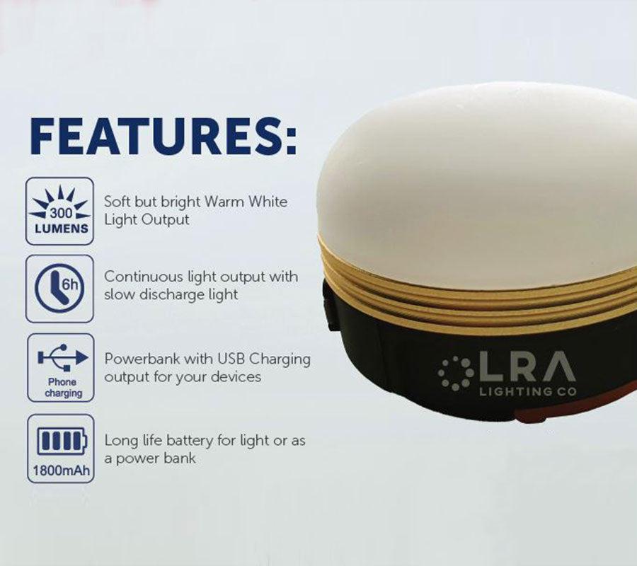 LRA Camping Puck Light Rechargeable Power Bank