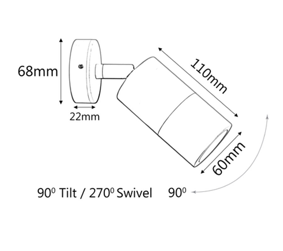 CLA Wall Pillar Light Adustable GU10 IP65 White-2