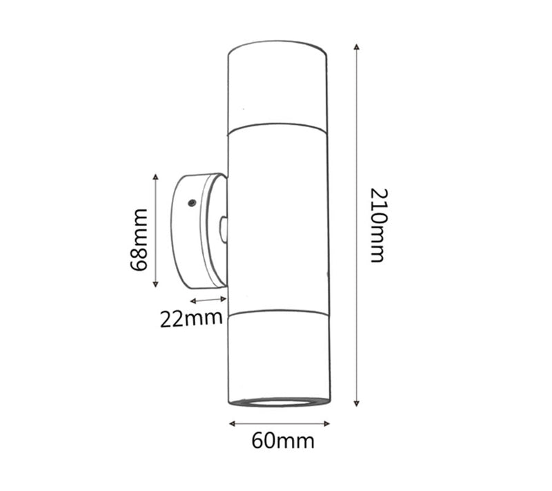 CLA Wall Pillar Light Up Down GU10 IP65 Black-2